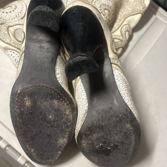 Anna Sui iconic Boots Leather Ecru Floral Western Boots  Sz 36 Olympus Fashion - Picture 11 of 11